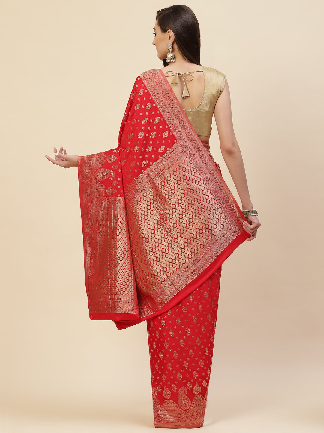 Zari Border Booti Georgette Saree