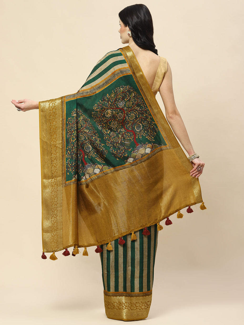 Zari Border Abstract Print Handloom Saree