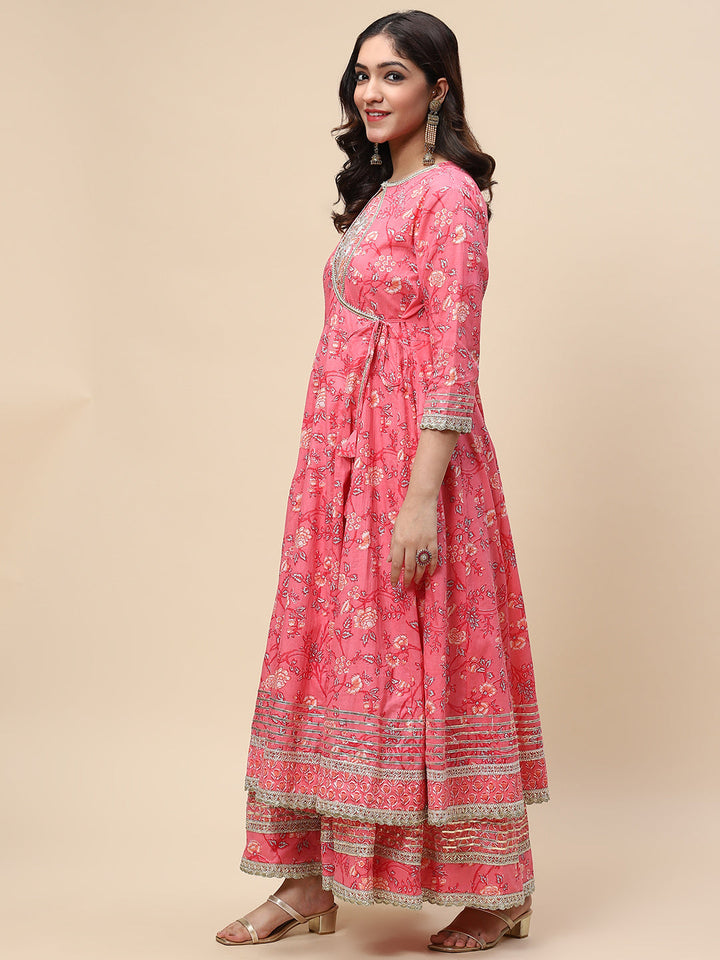 Printed Cotton Double Layer Anarkali Kurta
