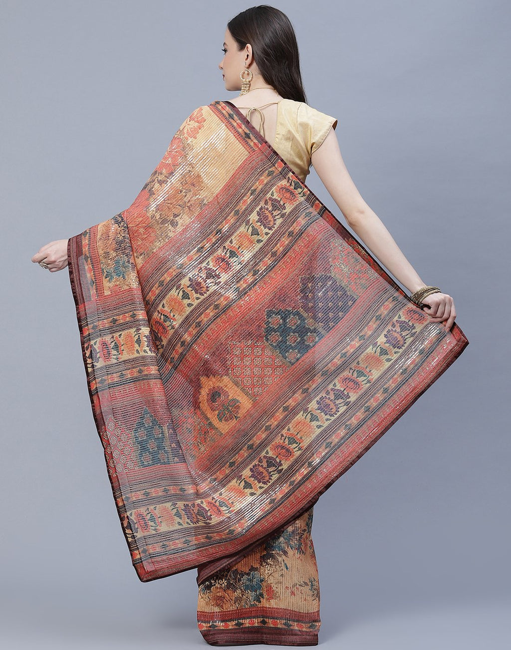 Printed Organza Saree with Sequence Work