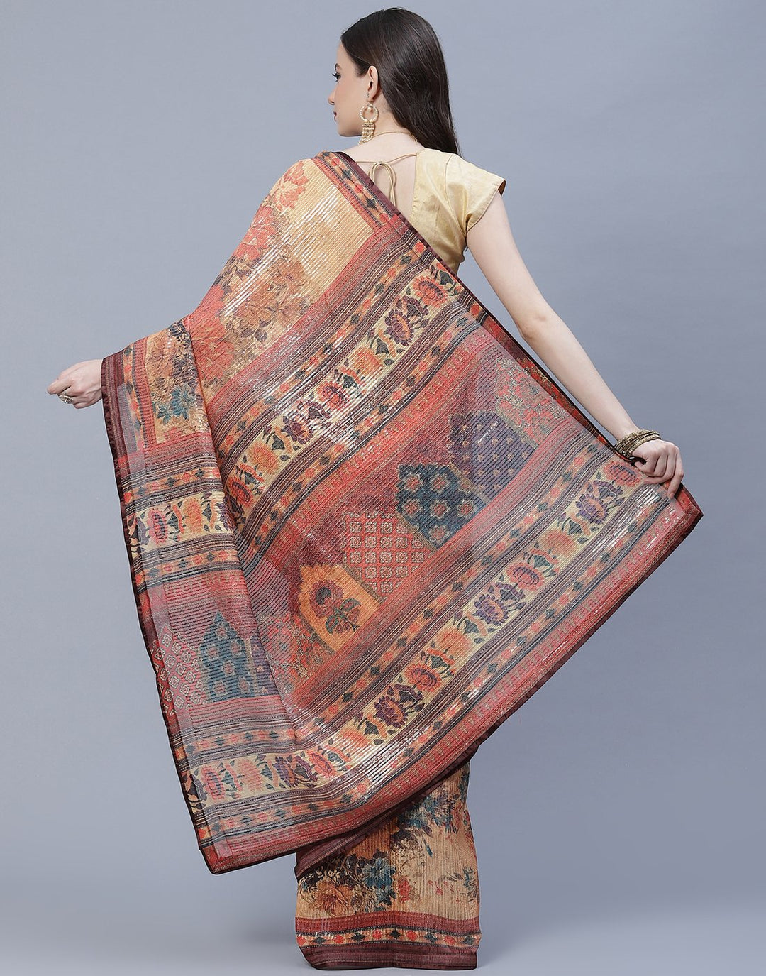 Printed Organza Saree with Sequence Work