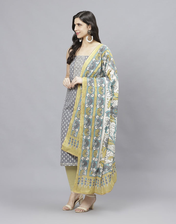 Printed Cotton Suit Piece With Dupatta
