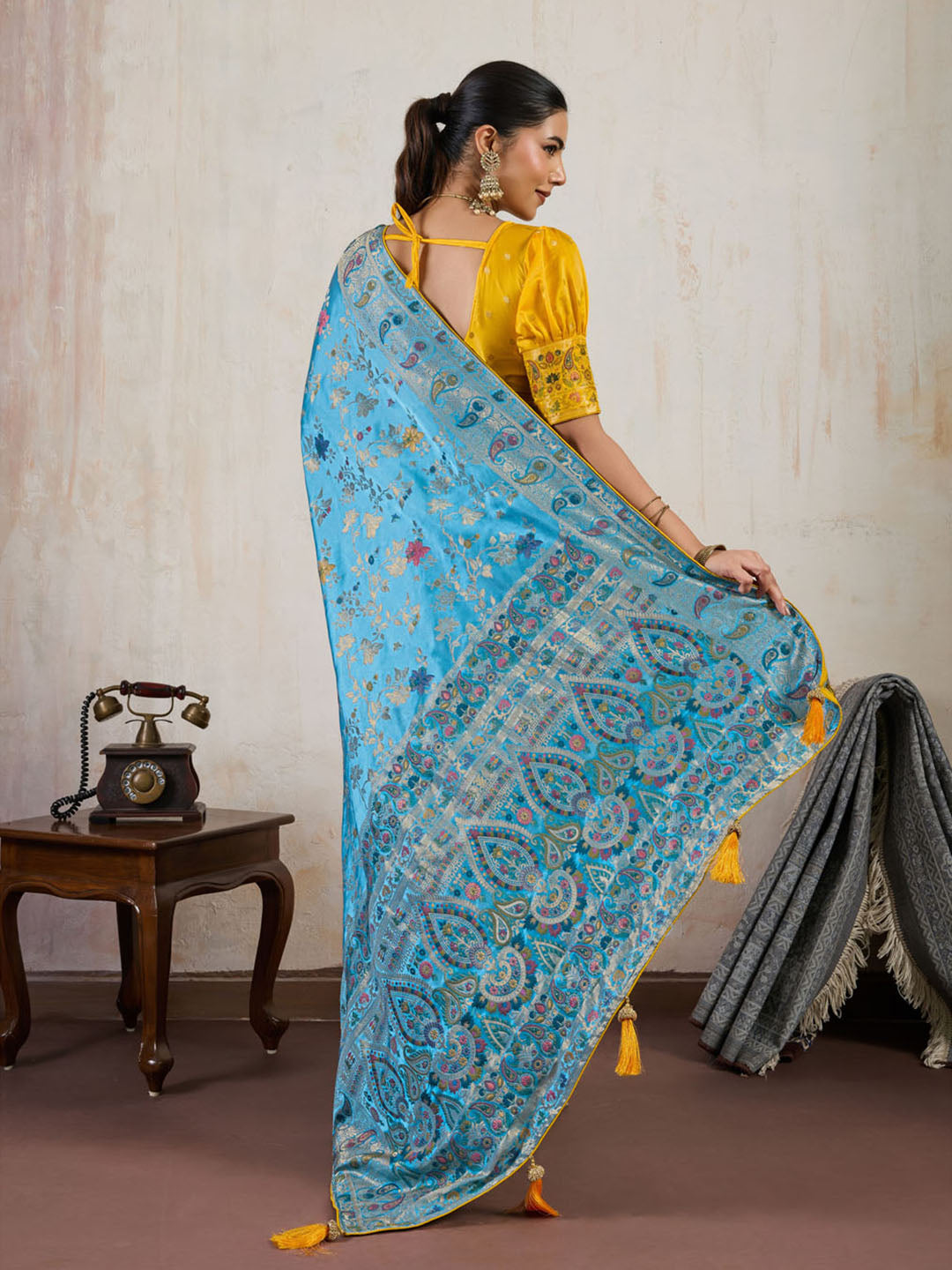 Woven Design Satin Makhmal Silk Saree