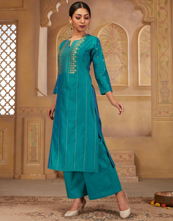 Cotton Chandheri Kurta with Plazzo