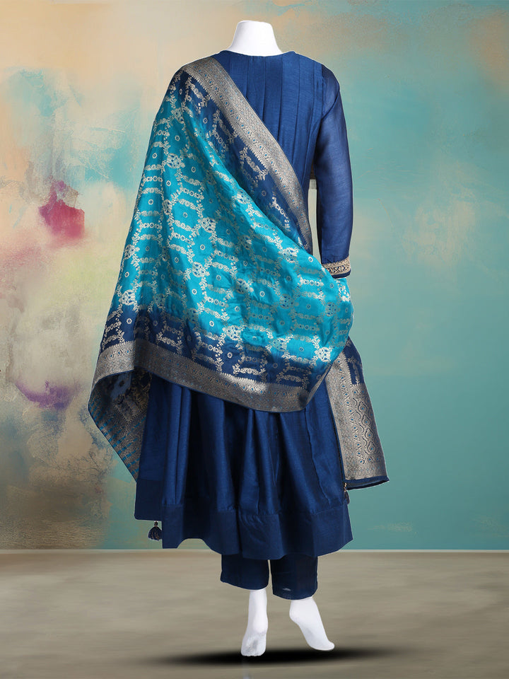 Embroidered Art Silk Kurta With Pant &amp; Dupatta