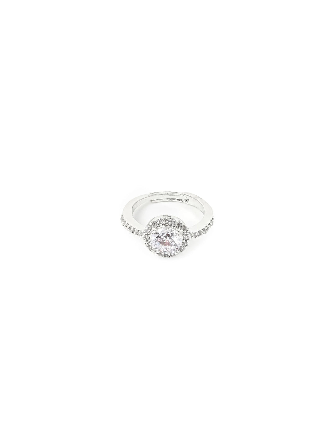 Silver &amp; White AD Stone Ring