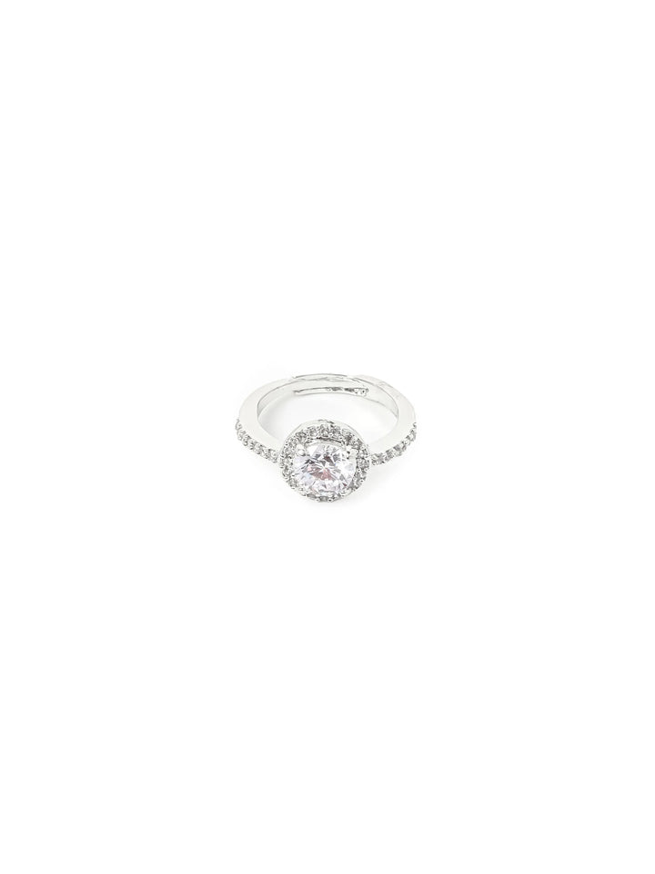 Silver &amp; White AD Stone Ring