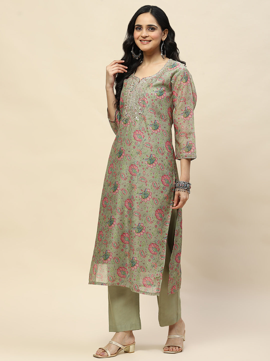 Gota Work Chanderi Kurta With Pants