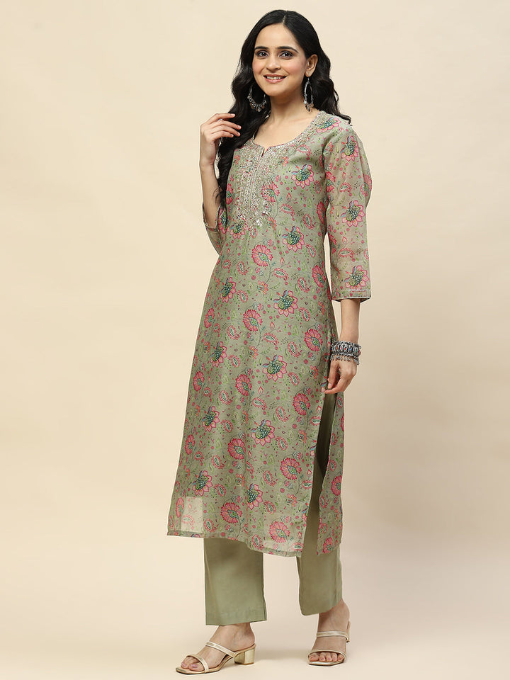 Gota Work Chanderi Kurta With Pants