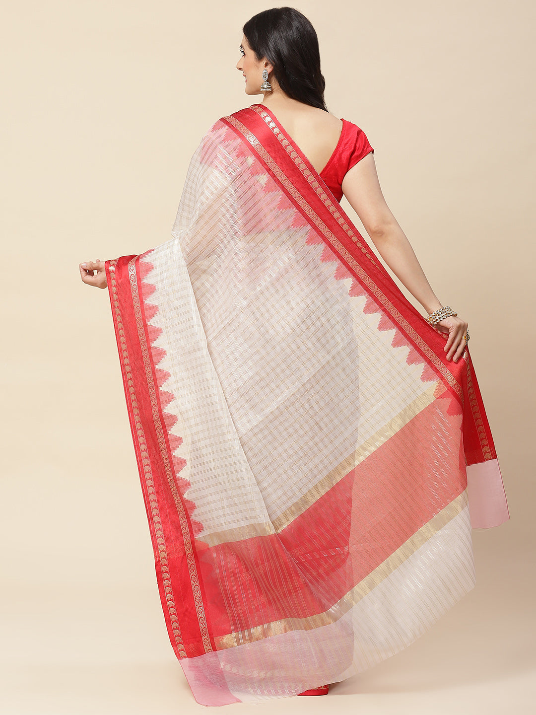 Plain Woven Cotton Saree
