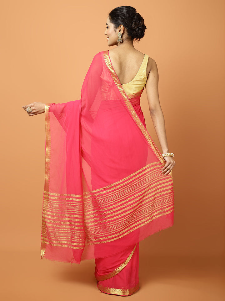 Zari Border Chiffon Woven Saree