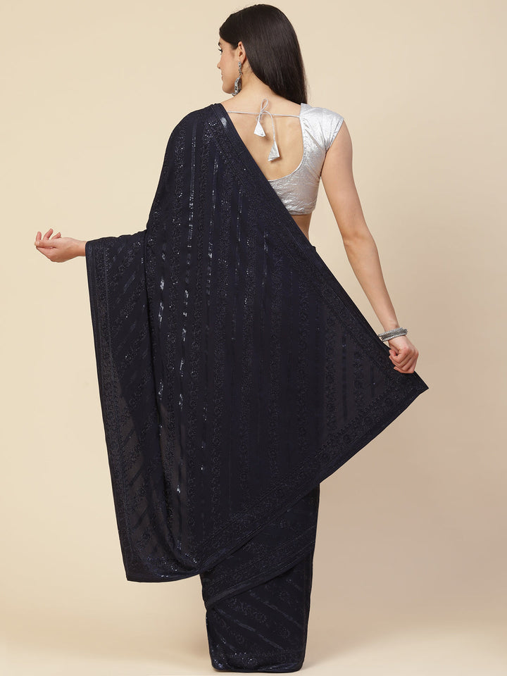 Sequin Embroidered Crepe Saree