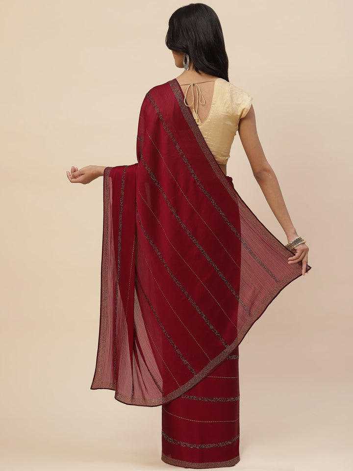 Stone Embroidered Chiffon Saree