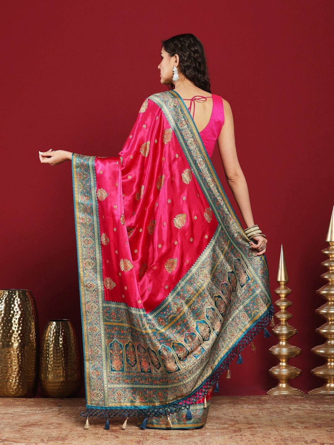 Woven Design Satin Saree