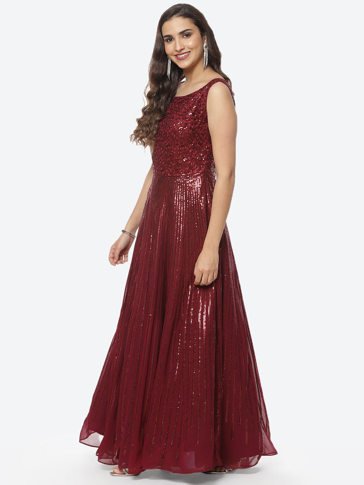 Sequin Georgette Long Dress
