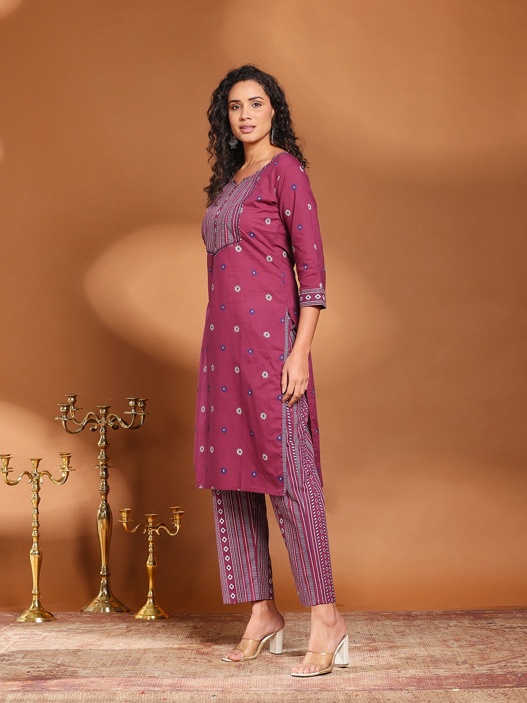 Printed Cotton Blend Kurta With Pant