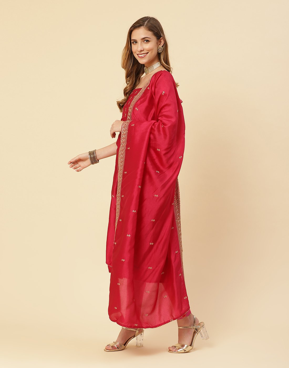Embroidered Art Handloom Suit Piece With Art Silk Dupatta
