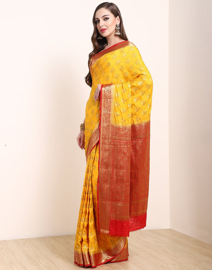 MBZ Meena Bazaar-Mustard Art Handloom Saree