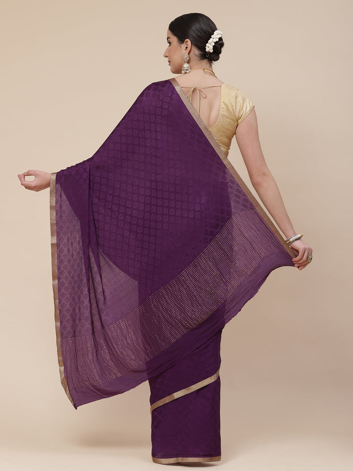 Piped Border Crepe Plain Saree