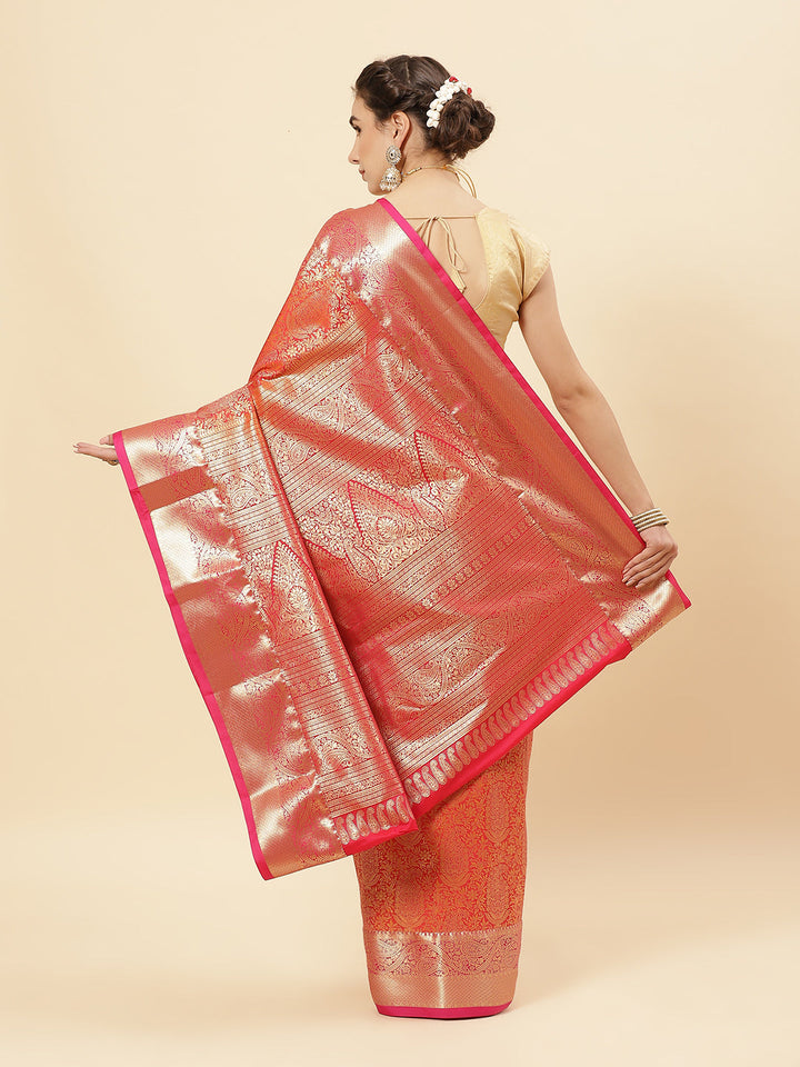 Art Handloom Saree with Brocade Zari Jaal Border