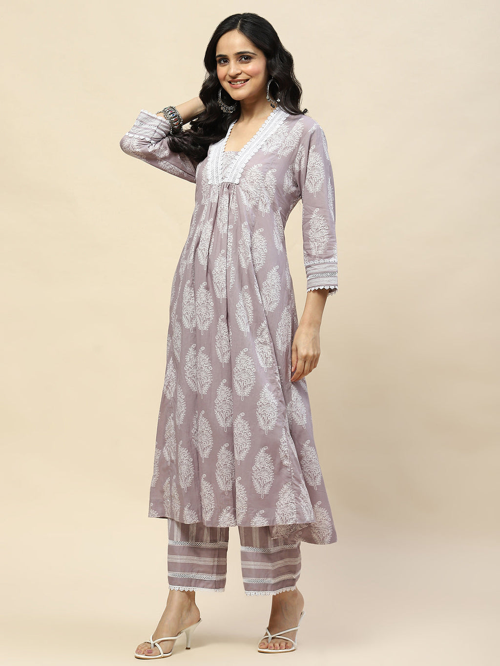 Printed Cotton Kurta With Pants