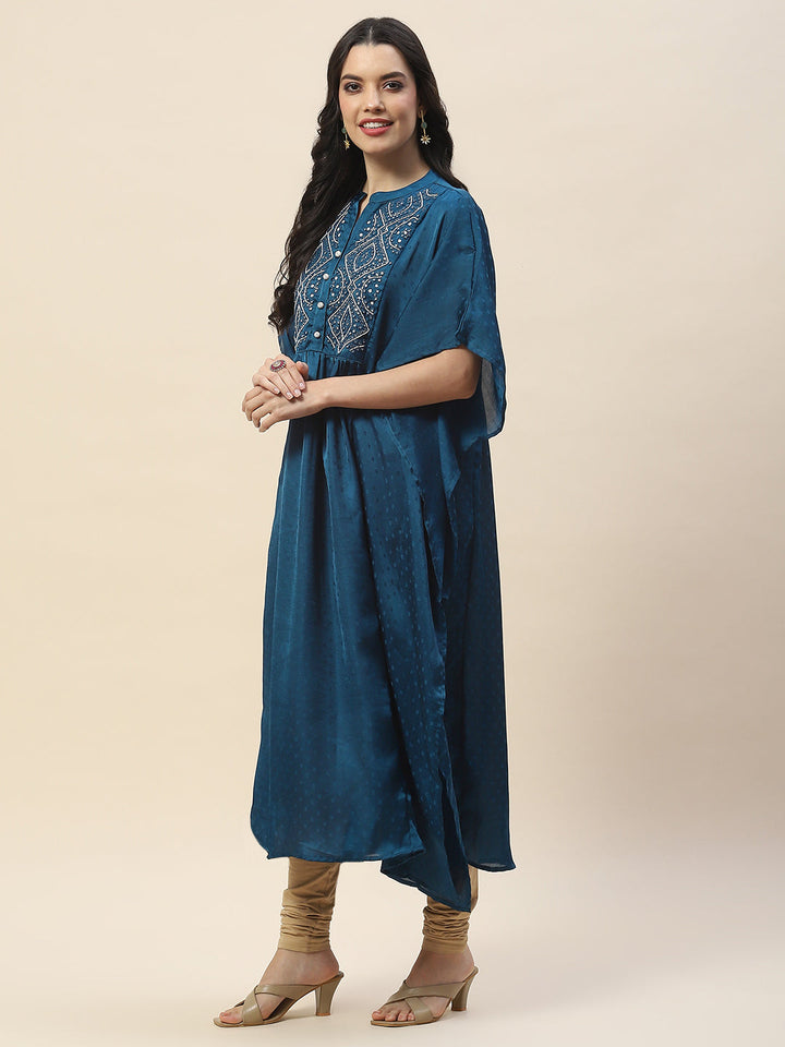 Neck Embroidered Cotton Kaftan Kurta