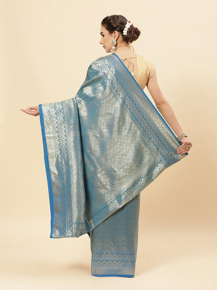 Art Handloom Saree with Brocade Zari Jaal Border