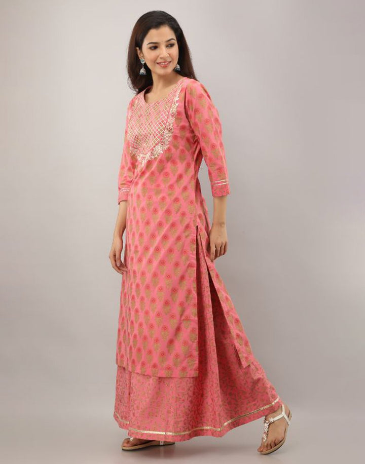 Printed Cotton Kurti With Palazzo