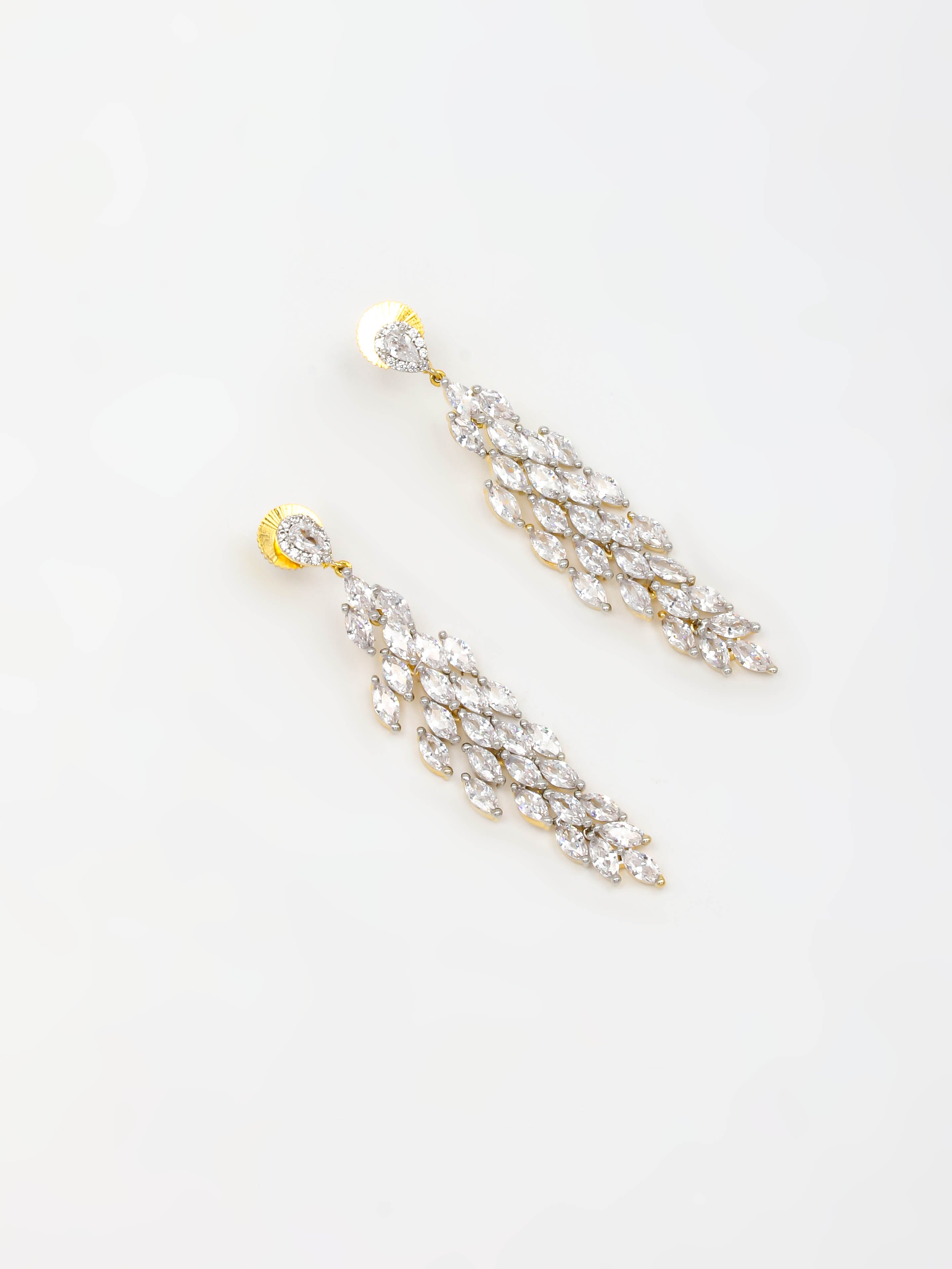 Gold & White Drop & Dangler Earrings