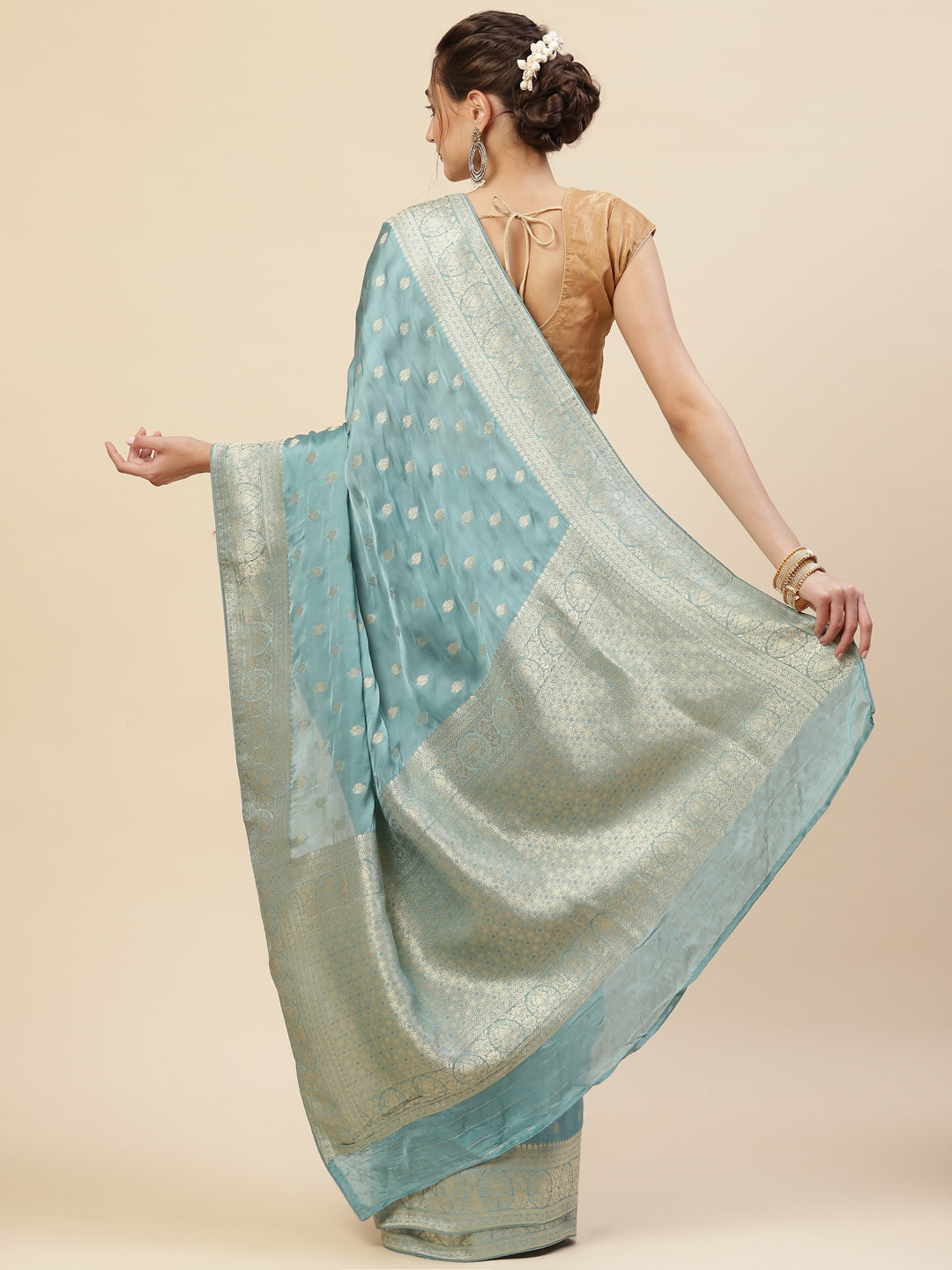 Zari Jaal Satin Woven Saree