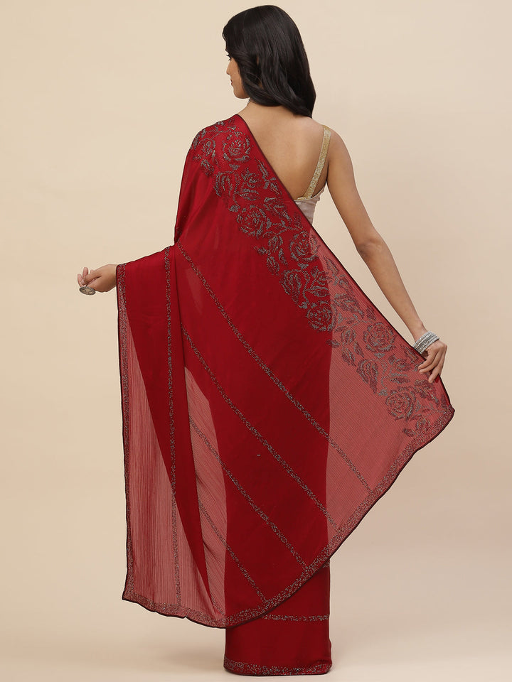 Stone Embroidered Chiffon Saree
