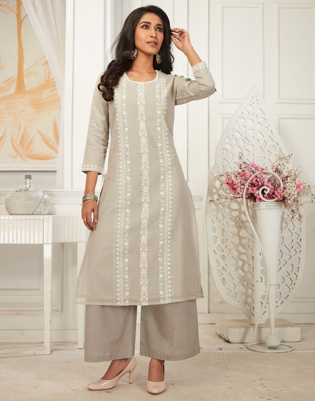 Cotton Chanderi Kurti with Palazzo