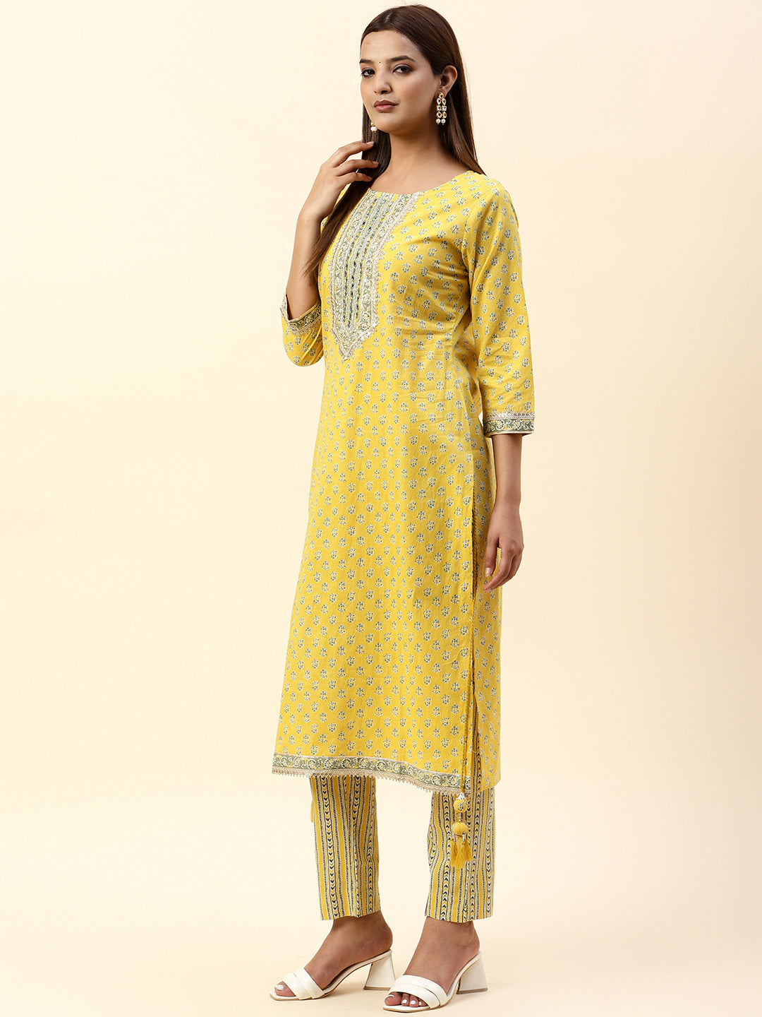 Printed Cotton Kurta With Pants