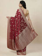 Floral Zari Jaal Georgette Plain Saree