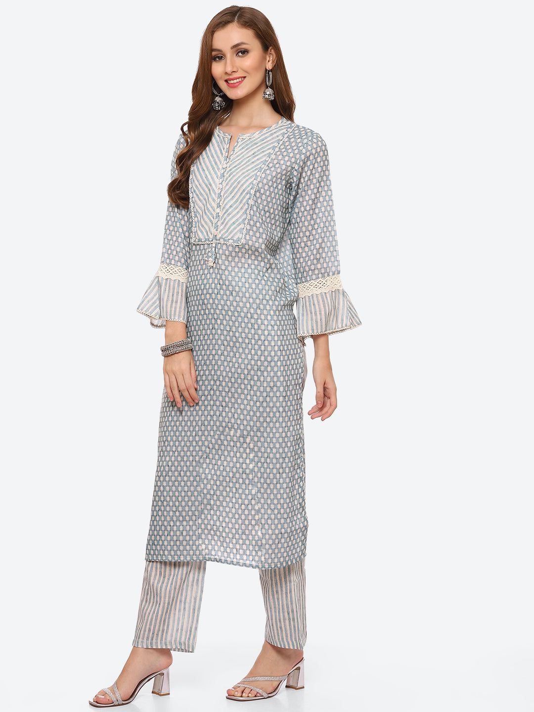 Printed Cotton Kurta With Pant