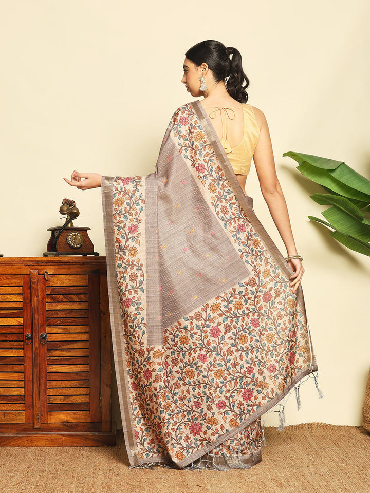 Printed Tussar Saree