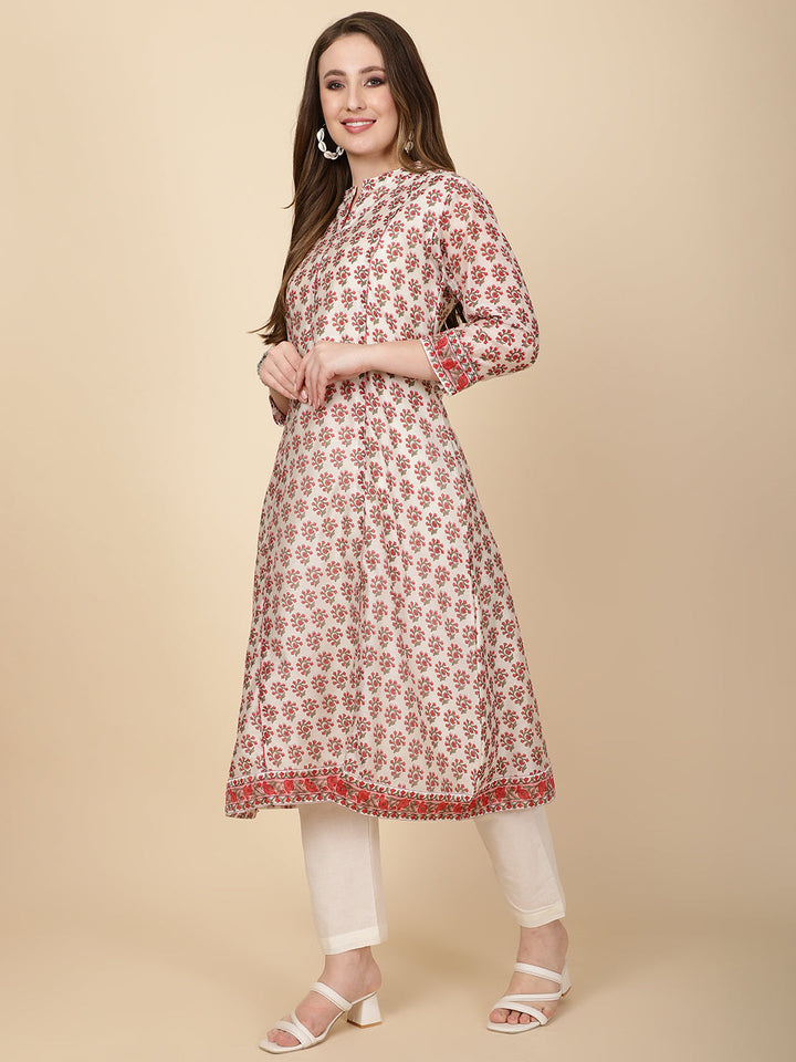 Floral Printed Cotton Kurta With Pants