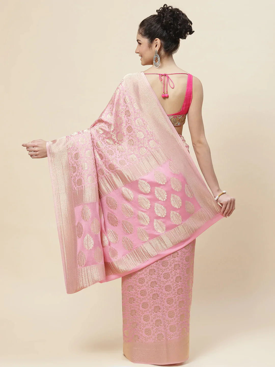 Zari Jaal Crepe Plain Saree