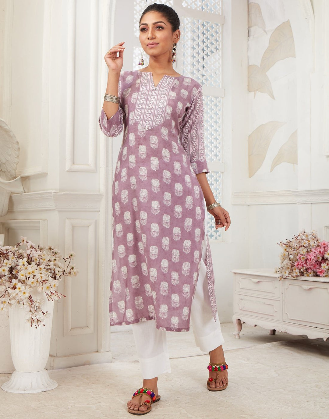 MBZ Meena Bazaar-Mauve Cotton Kurti
