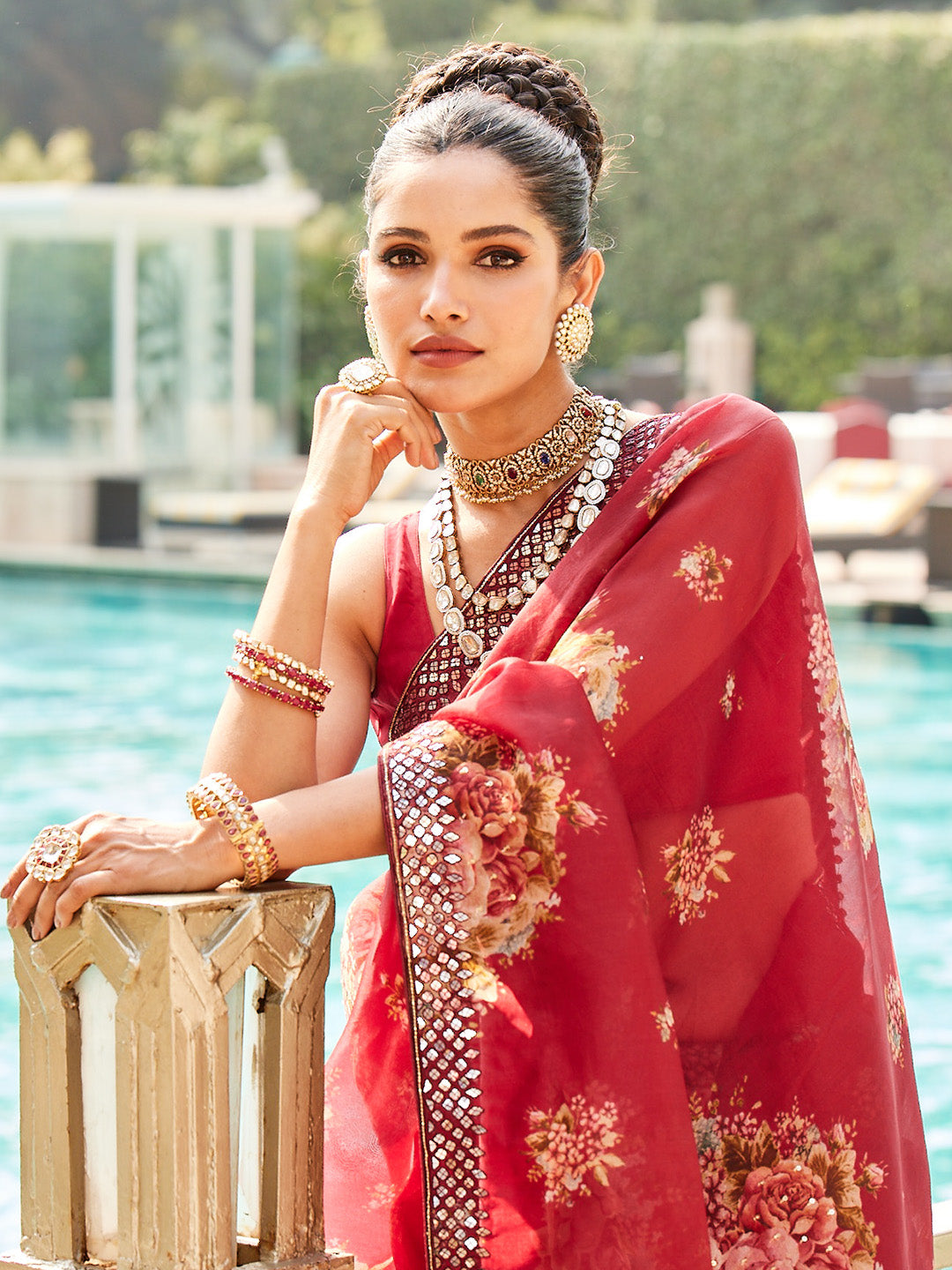 Printed Organza Kora Saree