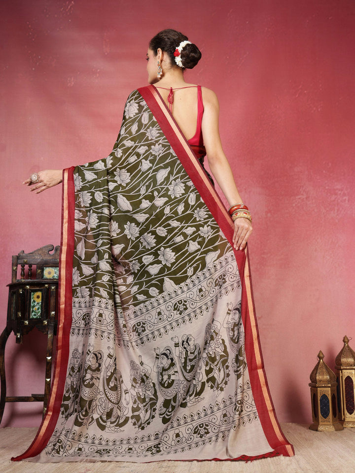 Floral Printed Art Silk Saree