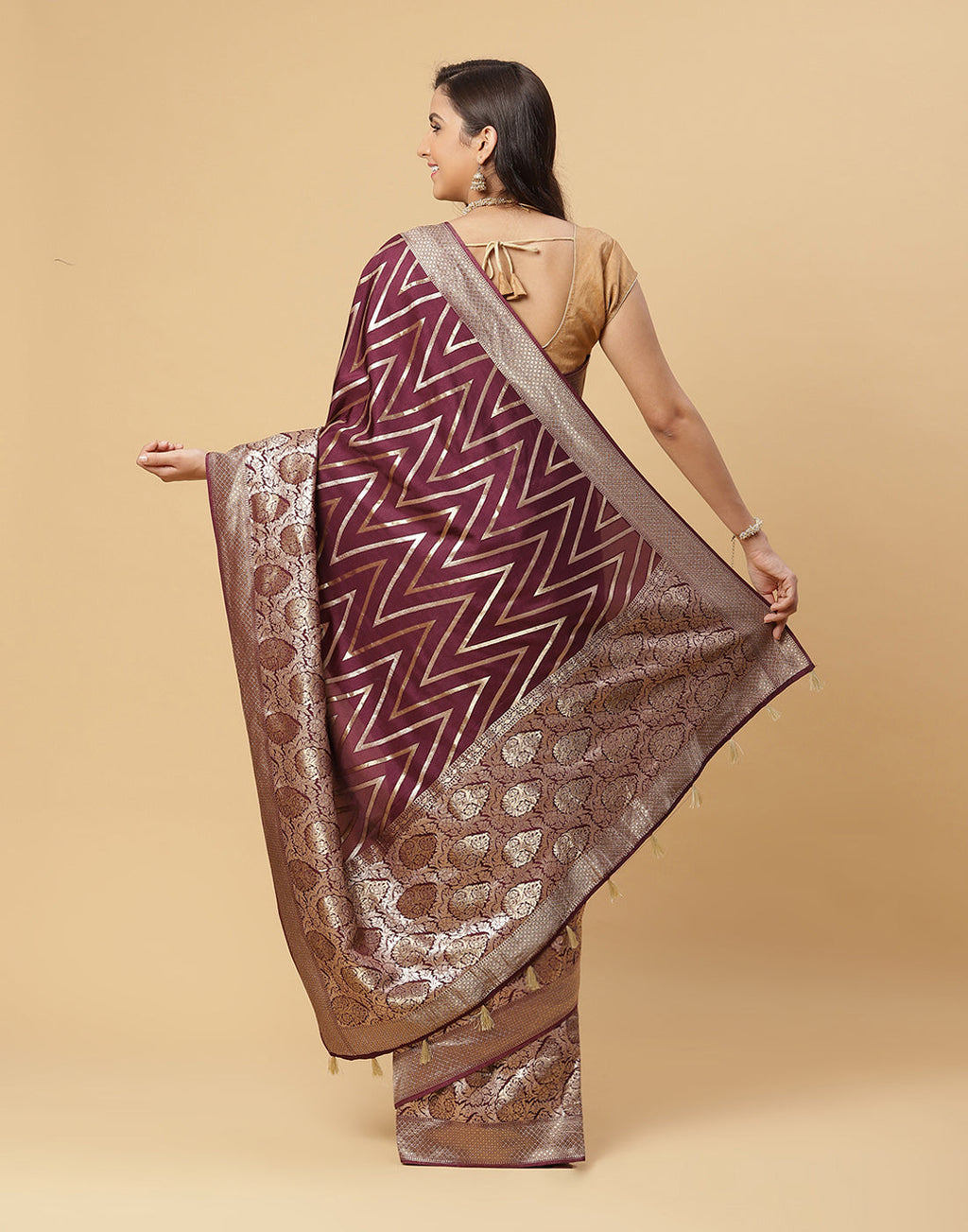 Zari Jaal Banarsi Plain Saree