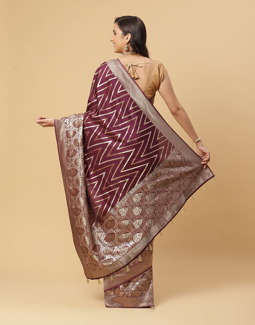 Zari Jaal Banarsi Plain Saree