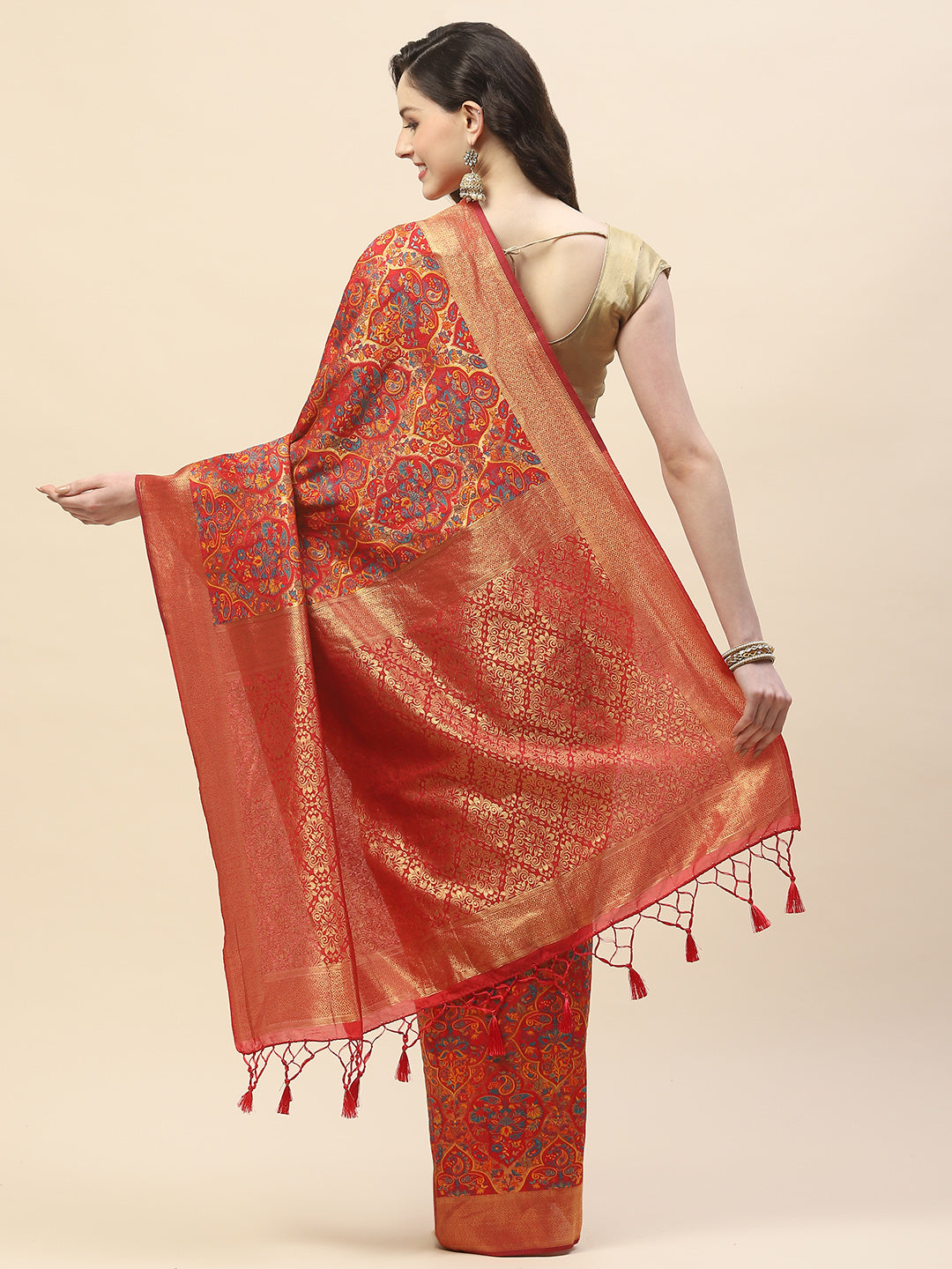 Zari Jaal Woven Handloom Saree