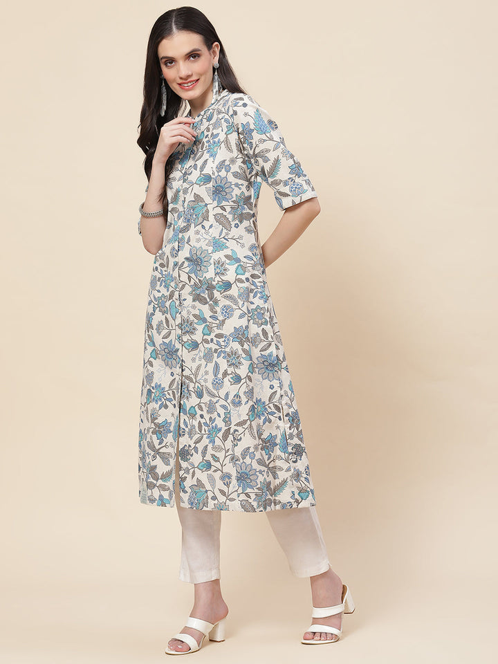 Floral Printed Cotton Kurta