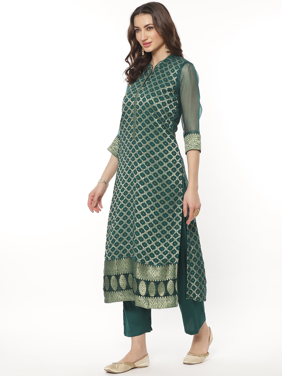 Embroidered Georgette Kurti With Pant