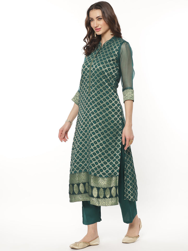 Embroidered Georgette Kurti With Pant