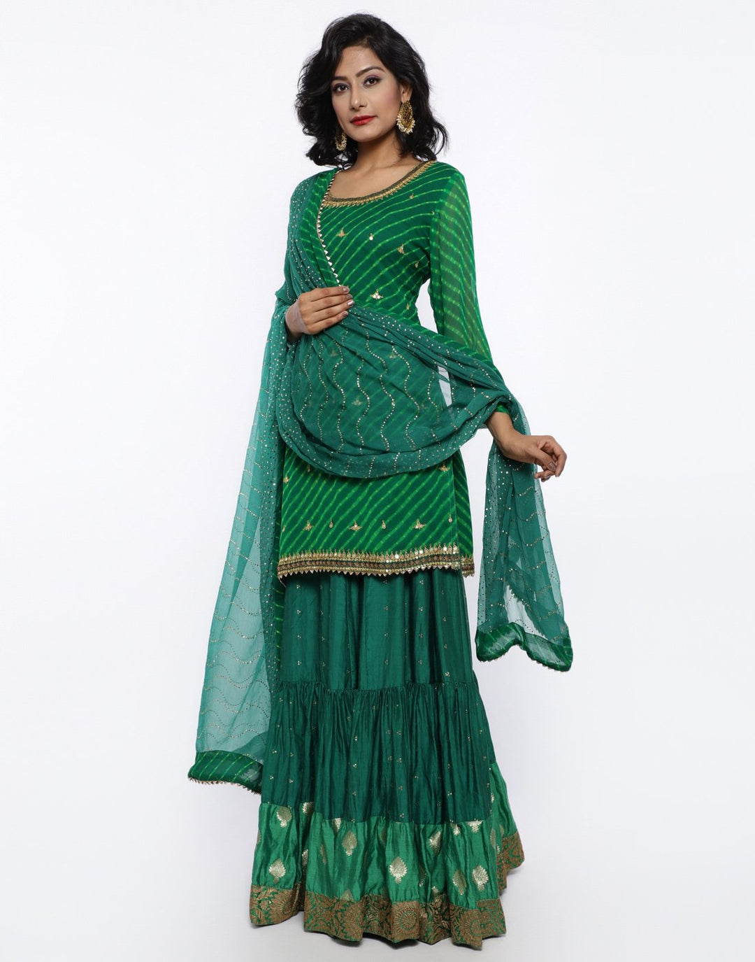 MBZ Meena Bazaar-Red Georgette Stitched Laacha
