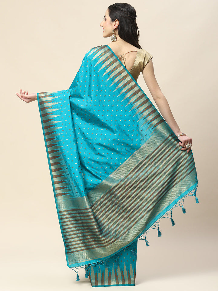 Zari Border Booti Woven Handloom Saree