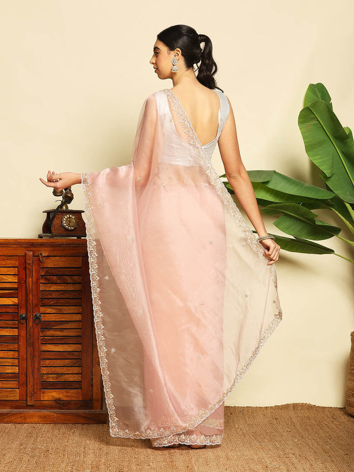 Sequence Embroidery Tissue Saree
